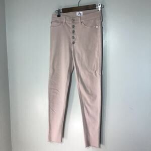 Hudson high rise Barbara ankle super skinny exposed button pink 27 jeans denim